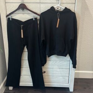 SKIMS Black Hoodie Sweatshirt and sweatpants.  So comfy! . This is a set!